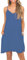 MISFAY Strandkleid für Damen Sommer Lässiges Swingkleid V-Ausschnitt Spaghettiträger Minikleid mit Taschen Beja Blau XL