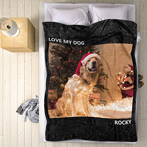 VEELU Fotodecke mit Eigenem Foto Name Super Weich - Decke Selbst Gestalten Bedrucken Lassen Kuscheldecke Personalisierte Geschenk für Freunde Familie Geburtstag Weihnachten 76 x 102cm