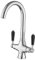 Heable Modern Kitchen Mixer Tap Black Ceramic Dual Lever Monobloc Swivel Spout Chrome Kitchen Sink Taps with UK Standard Fittings
