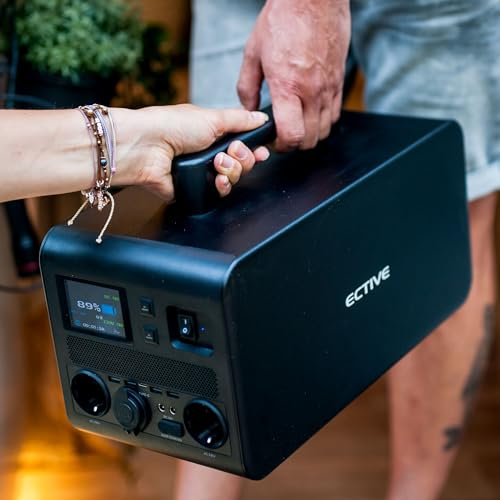 ECTIVE Tragbare Powerstation - 1500W, 1500Wh, LiFePo4 Batterie, AC, USB, DC - Mobiler Solargenerator, Stromspeicher, Solar Stromgenerator, Akku Stromversorgung, Powerhouse für Camping, Wohnmobil