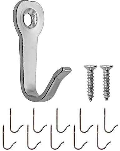 Fuxxer 10x Klassische Garderoben-Haken, Eisen-Haken für Küche, Bilder, 39 x 22 mm, silber