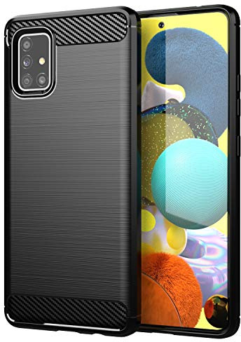 Cadorabo Hülle kompatibel mit Samsung Galaxy A51 5G Schutzhülle TPU Silikon Case Karbon Optik Slim Kratzfest Weiche Gummi mit Rundumschutz Case Hülle für Galaxy A51 5G in Schwarz