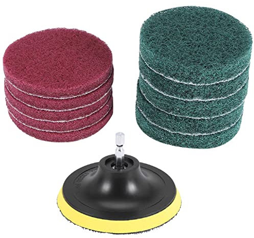 Jcevium 11Pcs Power Scrubber Brush Set Polishing Pad for Drill Powered Brush Tile Scrubber Scouring Pads Cleaning Tool
