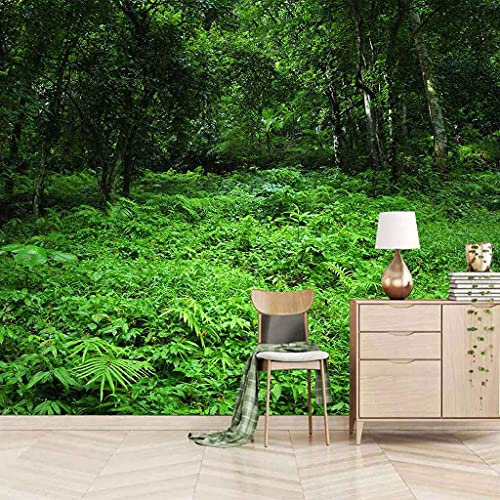 QMWZZV Mural Custom 3D Photo Theme Child DIY Self-Adhesive Canvas Wallpaper Fresco Green Jungle Material Wall Stickers Children Boys Girls Bedroom Nursery Art Giant Wall Poster 400x280 cm