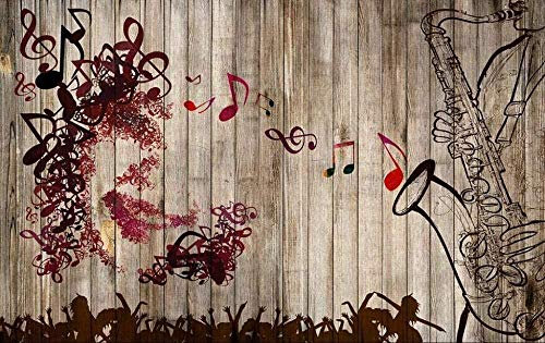 Music Rating Nostalgic Wooden Wooden Wooden Wallpaper 3D Table Wall Decoration Backyard Living Room 3D Wallpaper Paste Living Room The Wall for Bedroom Mural-430cm×300cm