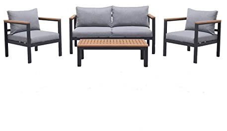 Scancom Loungeset 'Kingsbury' inkl. Auflagen, 4tlg., dunkelgrau