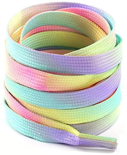 1 Paar Flache Schnürsengpaar Regenbogenfarbe Schuhschnürsenkel Lässig Canvas Schuhe Farbenfroh