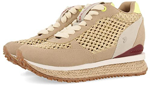 GIOSEPPO Teyran Damen-Sneaker aus Bast und Jute mit internem Keilabsatz, Weiß, beige, 41 EU