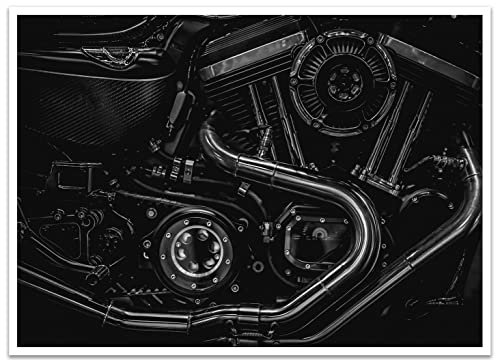 wandmotiv24 Poster als Wanddeko, Größe 18x13cm, Motorrad, Motor, schwarz, Moderne Wanddeko, Wandbilder, Deko, Bild M0278