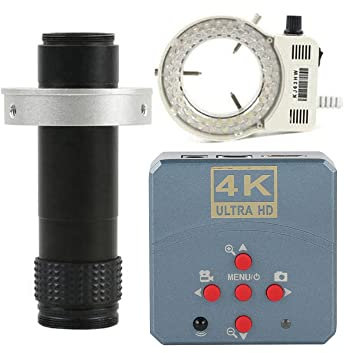 SATMW 23MP 4K 1080P Ultra HD USB HDMI Videocamera per microscopio Digitale e Obiettivo con Attacco C 120X con Luce anulare Regolabile a 56 LED