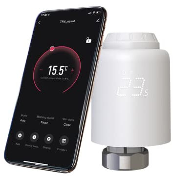 RANRAO Zigbee Smartes Heizkörperthermostat Elektronisch, Smart Programmierbares Heizkörperthermostatventil, Thermostat heizung Digital, Heizkosten sparen, Kompatibel für Google-Home und AIexa