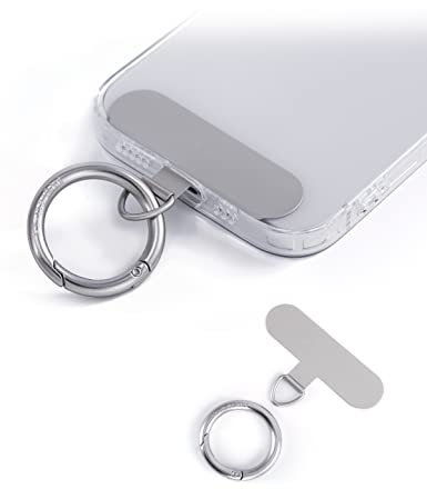 Project-cb Enganche Móvil Colgar 1,Anillo de Resorte 1,Enganche Metálico para Colgar el Móvil, Cuelga El Móvil con Una Almohadilla, Compatible con La Mayoría De Los Teléfonos Móviles(Plateado)