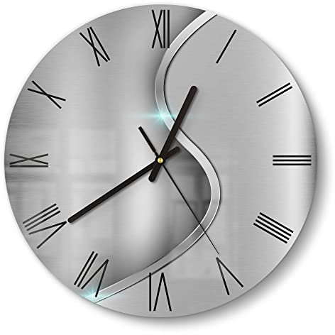 DEQORI Glasuhr | rund Ø 30 cm | Motiv Polierte Oberfläche | ausgefallene leise Design Uhr aus Glas | Wanduhr für Wohnzimmer & Küche | Moderne Hingucker Uhr für die Wand