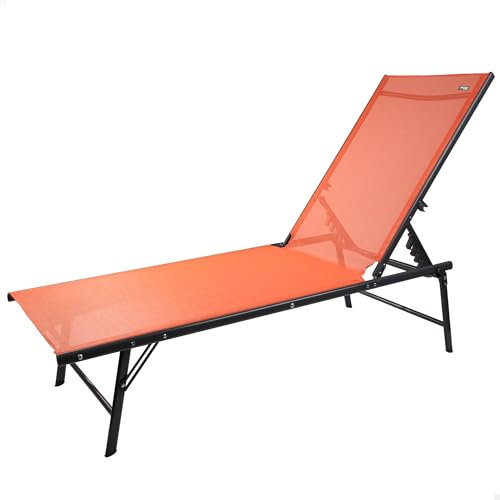 Aktive 61108 - Orangefarbene Gartenliege für den Außenbereich, klappbar und in 6 Positionen verstellbar, Textilmaterial, maximales Gewicht 110 kg. Maße 180x49x35cm, Hängematten und Liegen