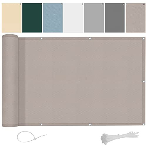 AXT SHADE Benutzerdefinierte Größe Balkon Sichtschutz Wetterfest 0.85x10m Balkonverkleidung Balkonabdeckung Balkonbespannung Blickdichte Windschutz und UV-Schutz für Balkongeländer-Taupe