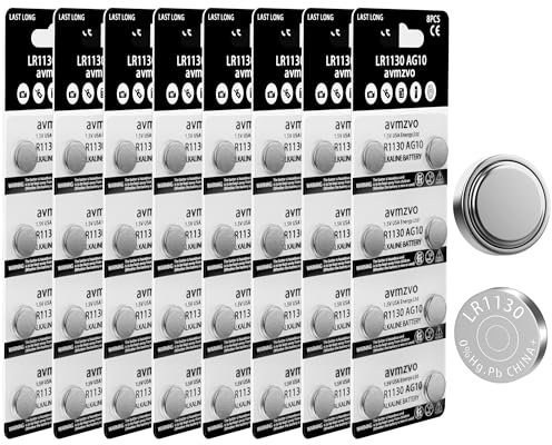 avmzvo LR1130 batterie a bottone AG10 LR 1130, batteria 1,5 V (64 pezzi) LR54 1131 189, pile alcaline a bottone senza mercurio