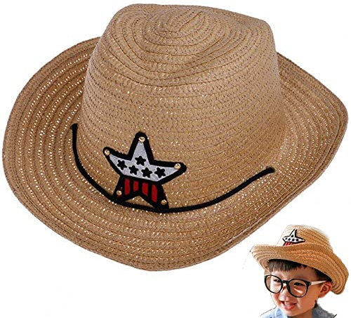 Chapeau De De Paille D'été pour Les Enfants, Chapeau De Cowboy Étoilé Respirant pour Garçons Filles
