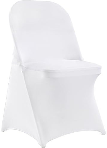 VEVOR 12 Stk. Stuhlhussen Weiß, Universell Stuhlbezüge, Stuhlhussen Elastisch, Elastan Stuhl Abdeckung Max. 444 x 330 x 838 mm für Hochzeiten, Feiern, Partys, Hotels, Stuhlschutz Stuhlüberzug Spandex