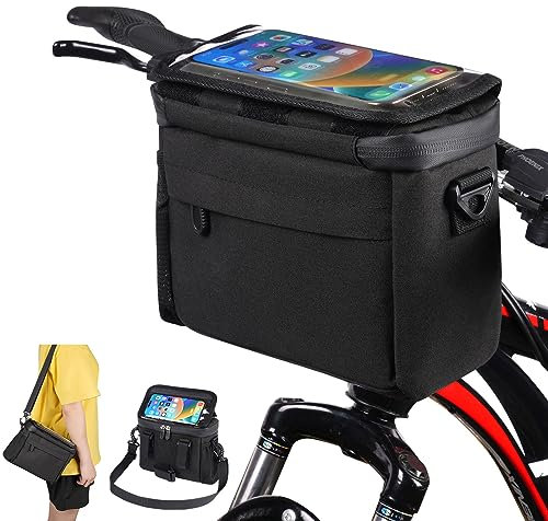 flintronic Fahrradkorb vorne Tasche, Wasserdichter Fahrradkorb Tasche mit ouchscreen Vorne Fahrradtasche und Abnehmbarem Schultergurt für alle Handy