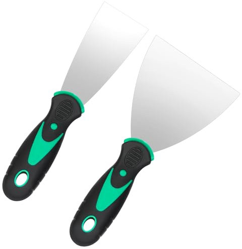 Aruicheng Wallpaper Scraper Tool Paint Scraper Stainless Steel Filling Scrapers Set Soft Grip Handle Wall Scraper Decorating Tools Wall Filler Tool 2.4 Inch
