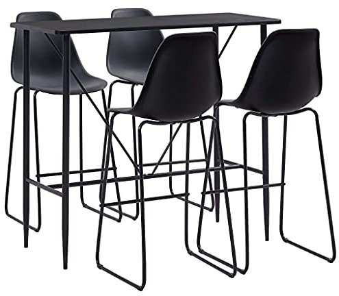 GuyAna Juego de Mesa Alta y taburetes 5 Piezas plástico Negro Mesas Altas De Bar Mesa Estrecha Cocina