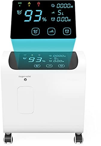 Concentratore Generatore di Ossigeno Medico - Ruota Universale 360° - Regolabile 93%-96% - 5L/min - Assistenza Domiciliare e Ospedaliera