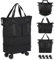 VOOWO Reisetasche mit Rollen, erweiterbar, faltbar, mit Rollen für Reisen, Rollgepäck, Handgepäck, Reisetasche, große Wochenendtasche für Damen und Herren, Schwarz, Erweiterbare Reisetasche mit