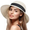 VIFUUR Damen Strohhüte Breiter Rand Sommervisier Strand Sonnenhut Verpackbare UPF UV Faltbare Reise Pure Beige L/XL