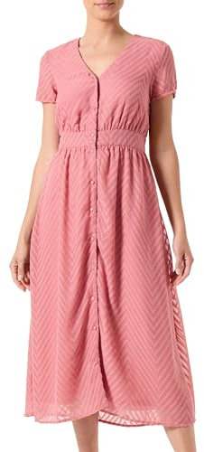 Vila Vimichelle S/S Robe midi à col en V, Rose Vieilli, 38 Femme
