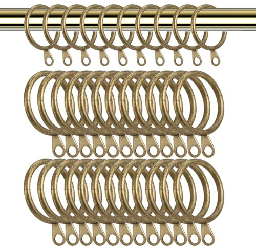 ZNDFTW 24 Pcs Curtain Rings, Curtain Pole Rings, Durable Brass Curtain Rings, Metal Curtain Rings for Curtain Poles Shower Curtains Rods and Decorative Drapery 30Mm Internal Diameter
