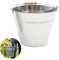 Galvanised Metal Bucket with Wooden Handle Plant Pot Coal Planter Strong Steel High Grade Multipurpose for Garden Storage Hot Ash Cleaning etc 15L