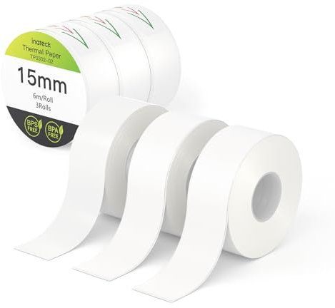 Inateck Etikettenpapier, wasser- und ölabweisendes Thermopapier für kontinuierliches Etikettieren im Leben und Handwerk, 3 Rollen/Box, 18m, kompatibel mit dem Inateck Etikettendrucker PR2003