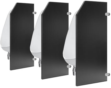 Urinal-Trennwand, Badezimmer-Trennwand, WC-Schutz-Trennwand, Wandmontage, Urinalsieb für Hotel, Schulen, Einkaufszentren, öffentliche Orte, 3 Stück, schwarz