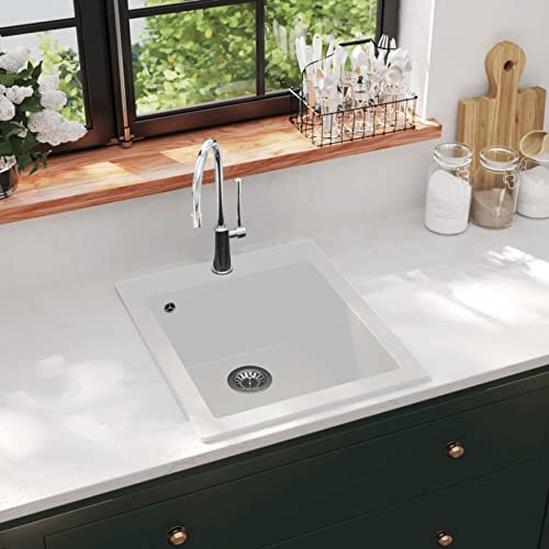 Rantry Überbau Küchenspüle Einzelbecken Granit Cremeweiß Küche & Waschtisch Spülbecken