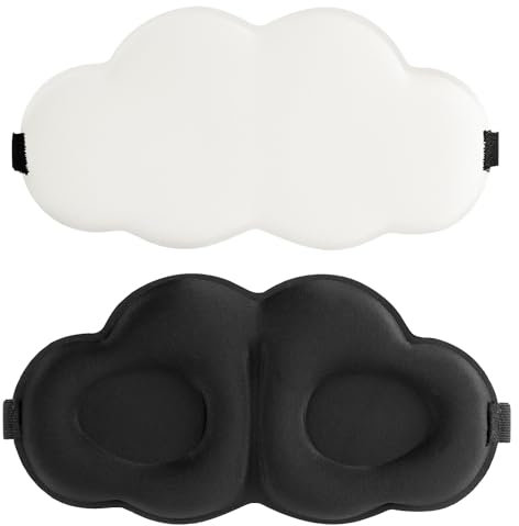 AiQInu 2 Stück Schlafmaske für Herren Frauen,2024 Atmungsaktive 3D Schlafbrille und verstellbares Gummiband,100% Lichtblockierend,Bequeme mit Memory Foam Augenmaske für Reisen Nickerchen Schwarz+Beige