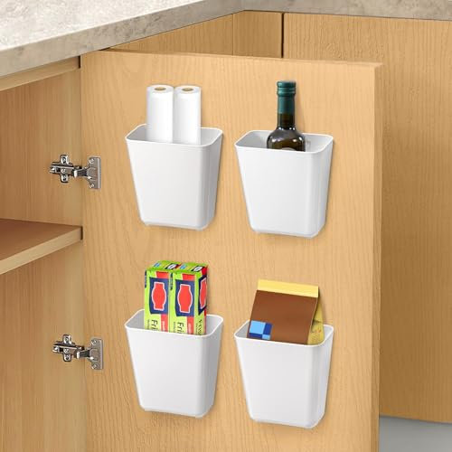 TOYOUERYL 4 Pezzi scatole porta oggetti autoadesive montate a parete, portaoggetti da appendere,porta sacchetti cucina, per armadio, frigorifero, bagno