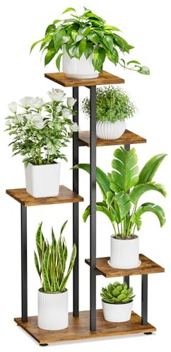 iDavosic.ly Pflanzenständer Metall mit 5 Ebenen, Pflanzenregal Blumenregal Indoor Outdoor, Blumenständer Innen Flower Plant Stand Shelf für Garten Balkon, Schwarz