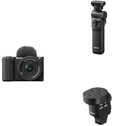 Sony ZV-E10 II K | Vlog Camera APS-C con Lente Intercambiabile 16-50mm II f/3.5-5.6 Power Zoom + GP-VPT2BT - Shooting Grip Bluetooth + Microfono Shotgun ECM-M1