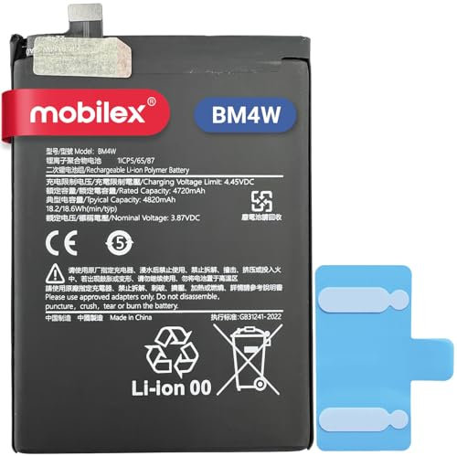 MOBILEX® Batería BM4W para Xiaomi Mi 10T Lite 5G / Mi 10i 5G / Redmi Note 9 Pro 5G | 4820mAh - OEM | Interna Repuesto | Capacidad Original