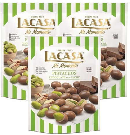 Lacasa Lote de 3x Bolsitas Mi Momento Pistacho con Chocolate con leche 100G