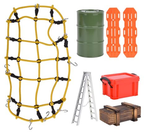equlup RC Crawler Car Decoration 1/10 Elastic Luggage Net Storage Box Ladder Recovery Board Toolbox RC Car Accessory Upgrades
