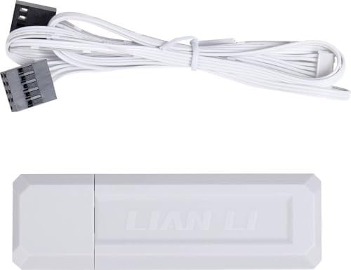 Lian Li L-Wireless Controller V2 – White – 2.4GHz USB Dongle for Strimer and UNI FAN Wireless – Includes PWM to SATA Cable