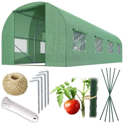 Plonos Serra a tunnel con telaio in acciaio, set con supporto per piante, 2,5 x 4 x 2 m, 10 m², verde