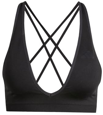 adidas Damen Workout Essentials Seamless Knit Light Support Bra, Black, S