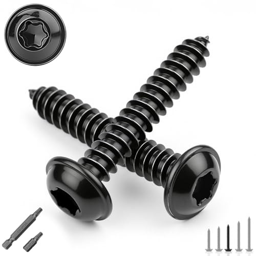 TXXATX M5 x 20 mm Flat Head Screws Stainless Steel Pack of 70 Pan Head Screws Wood Screws Wood Screws with Torx Drive A2 V2A Screws Black with 2 T25 Torx Bits for Table Legs Furniture