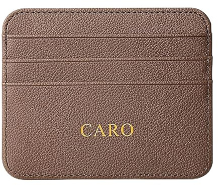 Portefeuille personnalisé avec initiale pour cartes de crédit, portefeuille ultra fin en cuir synthétique personnalisé, blocage RFID, porte-cartes de crédit minimaliste pour homme et femme, Marron B