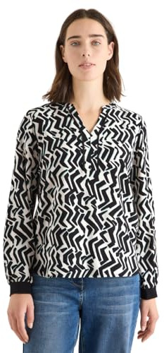 CECIL Light Greige Print Blouse with Tape XS