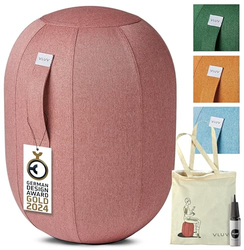 VLUV® KAPSUL NEW LEIV Balancekapsel Ergonomisch mit Tragegriff und Umkippschutz Schlanker Sitzball Waschbarer Stoffbezug Balancehocker Schreibtischhocker Wackelhocker Büro - Rosa - Größe M