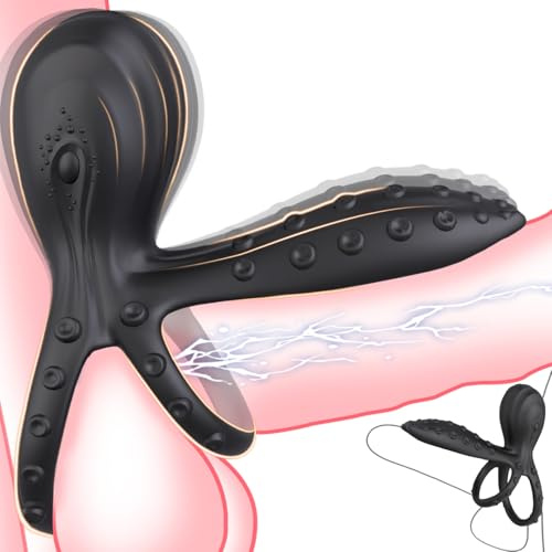 Vibrating Cock Ring Sex Toys for Men Women, Dual Ring Penis Sleeve Vibrator with Clitoral Stimulator, Male Female Couples Sex Toy with 2 Motor & 10 Vibrations Adult Toys Cockring for Couple Intimacy