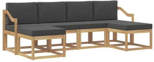 vidaXL Outdoor-Sofagarnitur 6 pcs Weiß und Anthrazit Polyester, Modernes, wetterfestes Sofa-Set für draußen, stylische Gartenmöbel, minimalistische Lounge für Coole Entspannung im Garten
